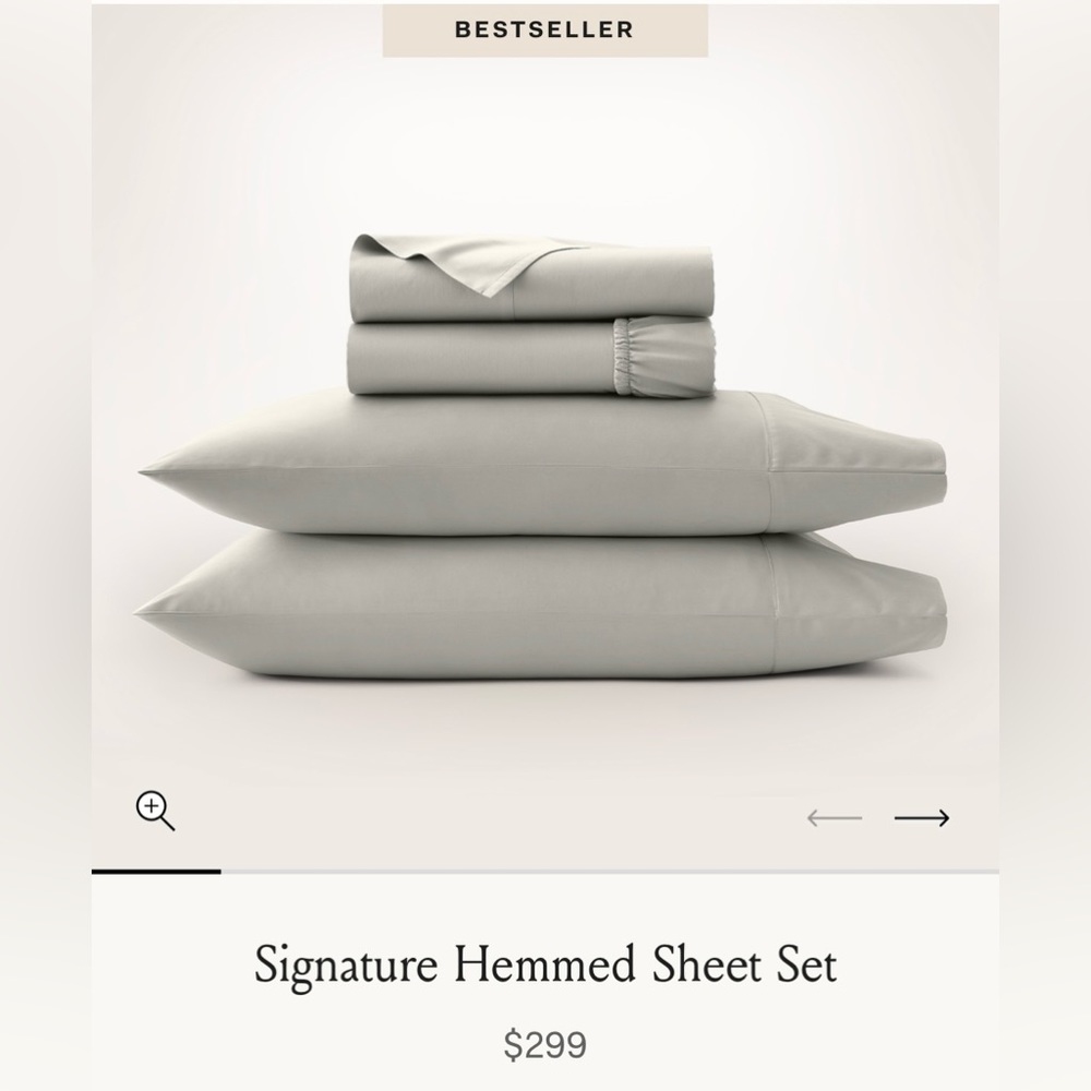 {NWT} Boll and Branch Signature Hemmed Sheet Set, Pewter color, King size
